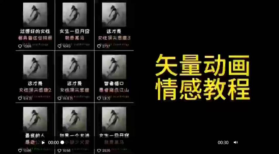 （9334期）矢量动画情感教程：高点赞涨粉，适合情感、思维、创业教育等赛道-赛德副业库