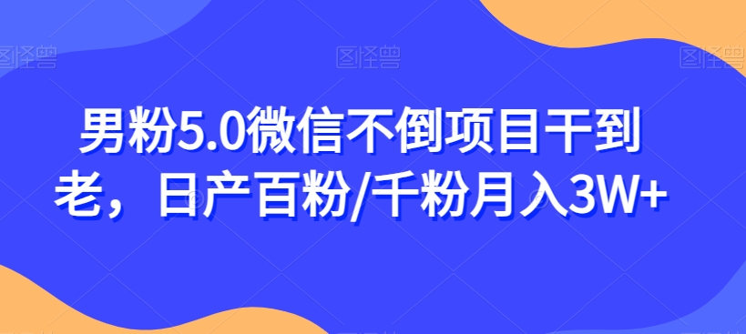 男粉5.0微信不倒项目干到老，日产百粉/千粉月入3W+【揭秘】-赛德副业库