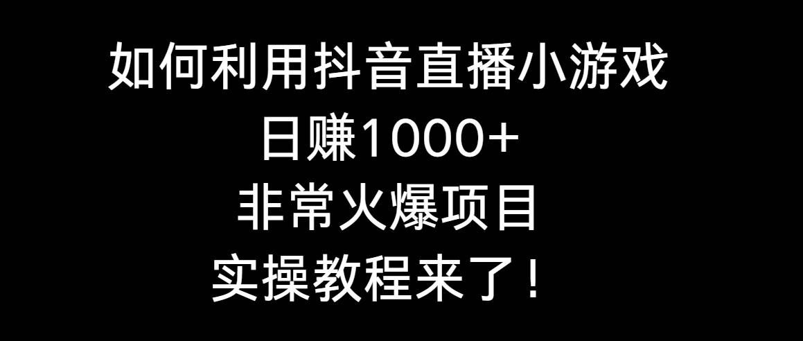（8870期）如何利用抖音直播小游戏日赚1000+，非常火爆项目，实操教程来了！-赛德副业库
