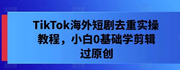 TikTok海外短剧去重实操教程，小白0基础学剪辑过原创-赛德副业库