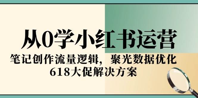 从0学小红书运营,笔记创作流量逻辑,聚光数据优化,618大促解决方案-赛德副业库