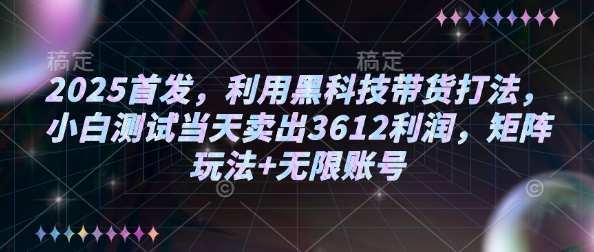 2025首发，利用黑科技带货打法，小白测试当天卖出3612利润，矩阵玩法+无限账号【揭秘】-赛德副业库