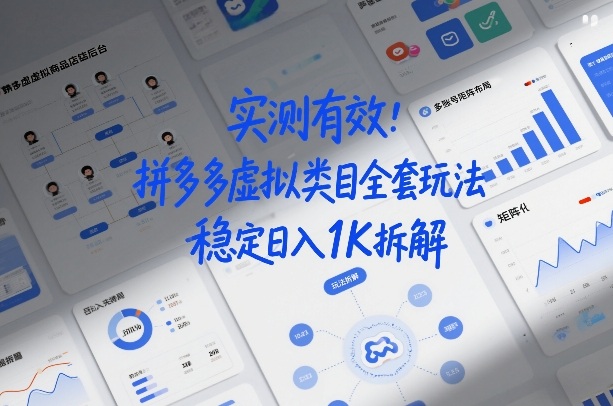 实测有效：拼多多虚拟类目全套玩法，矩阵化布局，稳定日入1K拆解【揭秘】-赛德副业库