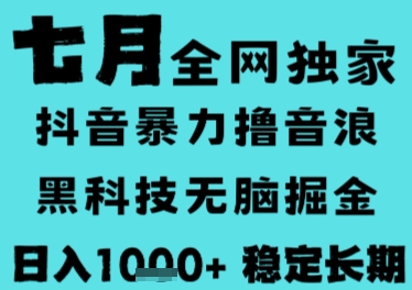 7月最新风口抖音无人直播撸音浪，长期稳定，非短期，全自动运行，低门槛无脑，日入1k+【揭秘】-赛德副业库