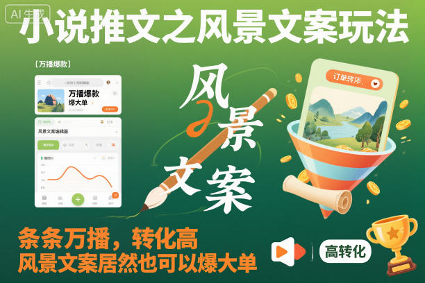 小说推文之风景文案玩法,条条万播,转化高,风景文案居然也可以爆大单!-赛德副业库
