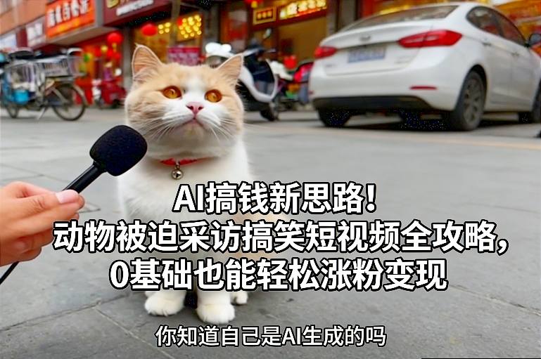 AI搞钱新思路!动物被迫采访搞笑短视频全攻略,0基础也能轻松涨粉变现-赛德副业库