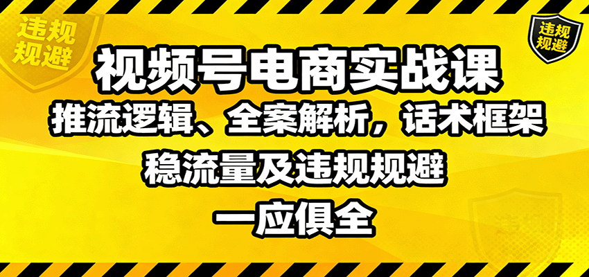 视频号电商实战课：推流逻辑、全案解析，话术框架，稳流量及违规规避等-赛德副业库