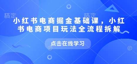 小红书电商掘金课，小红书电商项目玩法全流程拆解-赛德副业库