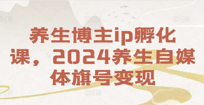 养生博主ip孵化课，2024养生自媒体旗号变现-赛德副业库