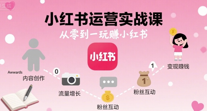 小红书运营实战课，从零到一玩賺小红书-赛德副业库