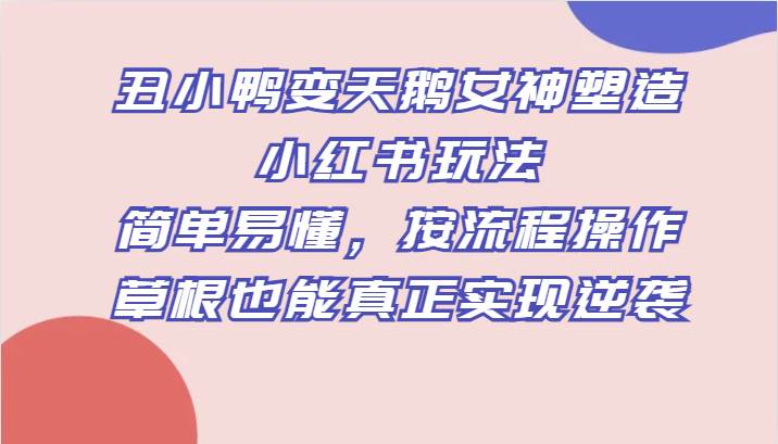 丑小鸭变天鹅女神塑造小红书玩法，简单易懂，按流程操作，草根也能真正实现逆袭-赛德副业库