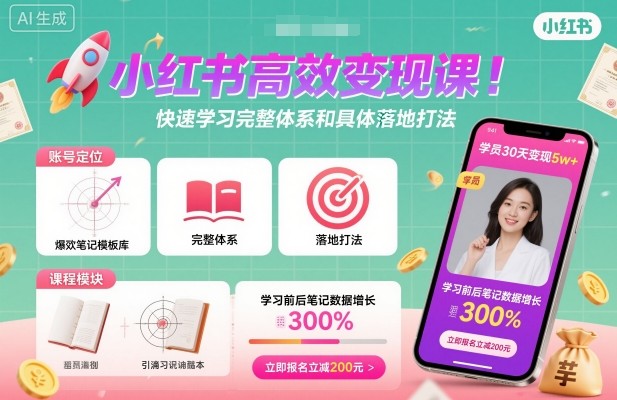 小红书高效变现课，快速学习小红书完整体系和具体落地打法-赛德副业库