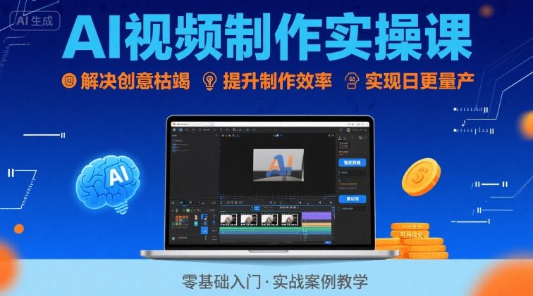 Ai视频制作实操课,解决创意枯竭、效率低下痛点,实现日更量产可持续变现-赛德副业库