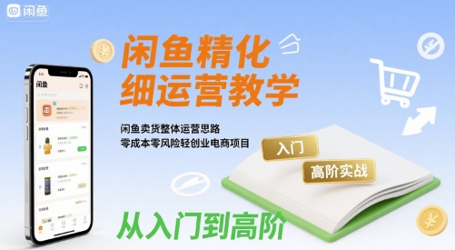 闲鱼精细化运营入门+高阶实战教学,闲鱼卖货整体运营思路,零成本零风险轻创业电商项目-赛德副业库