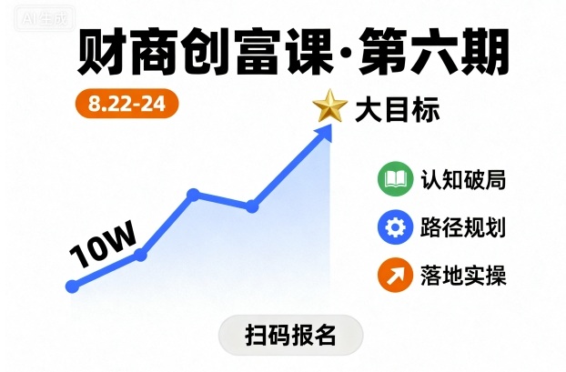 财商创富课第六期8月22-24号,如何从10W起步,一步步实现大目标-赛德副业库