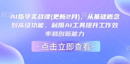 AI指令实战课(更新2月)，从基础概念到高级功能，利用AI工具提升工作效率和创新能力-赛德副业库