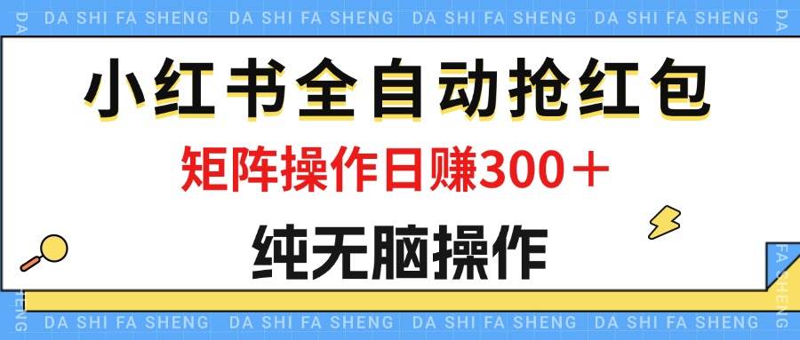 (12151期)最新小红书全自动抢红包,单号一天50+ 矩阵操作日入300+,纯无脑操作-赛德副业库