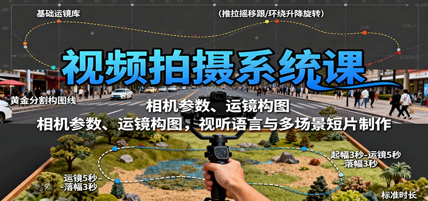 视频拍摄系统课:相机参数、运镜构图,视听语言与多场景短片制作-赛德副业库