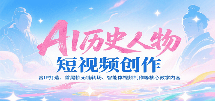 AI历史人物短视频创作，含IP打造、首尾帧无缝转场、智能体视频制作等核心教学内容-赛德副业库