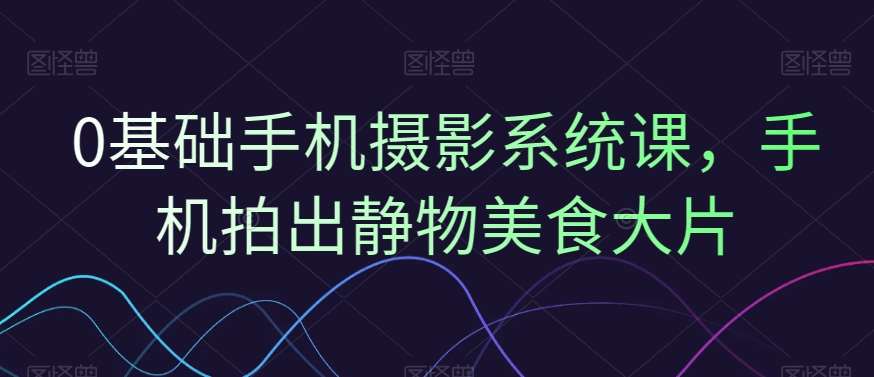 0基础手机摄影系统课，手机拍出静物美食大片-赛德副业库