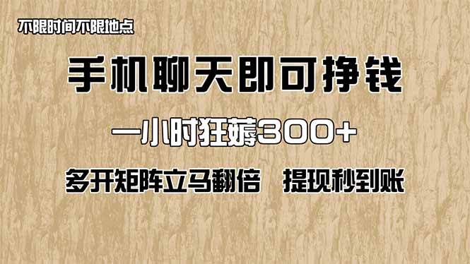 （14312期）手机聊天即可赚钱，一小时狂薅300+！多开矩阵立马翻倍，提现秒到账！（...-赛德副业库
