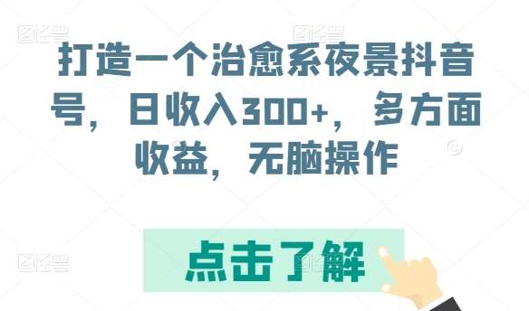 打造一个治愈系夜景抖音号,日收入300+,多方面收益,无脑操作【揭秘】-赛德副业库