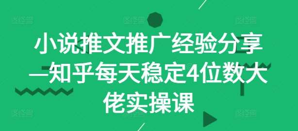 小说推文推广经验分享—知乎每天稳定4位数大佬实操课-赛德副业库