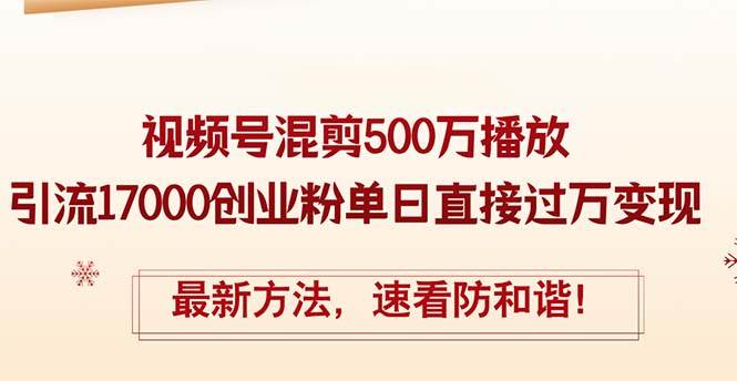 （12391期）精华帖视频号混剪500万播放引流17000创业粉，单日直接过万变现，最新方…-赛德副业库