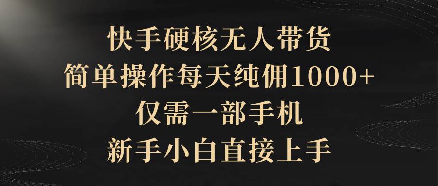 (9862期)快手硬核无人带货,简单操作每天纯佣1000+,仅需一部手机,新手小白直接上手-赛德副业库