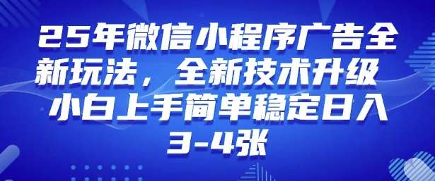 2025年微信小程序最新玩法纯小白易上手，稳定日入多张，技术全新升级【揭秘】-赛德副业库