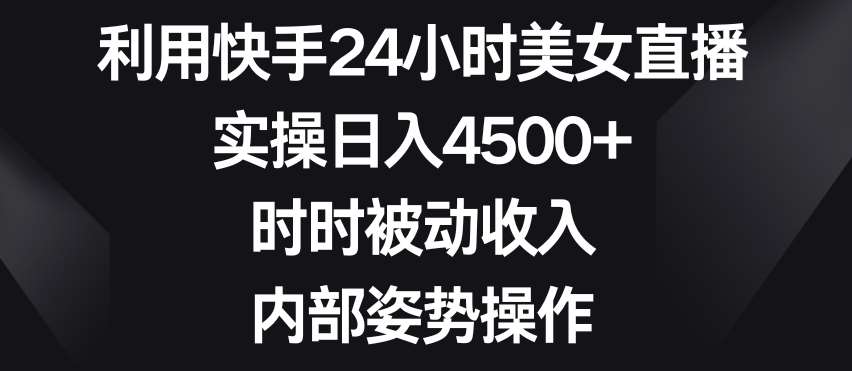 利用快手24小时美女直播，实操日入4500+，时时被动收入，内部姿势操作【揭秘】-赛德副业库