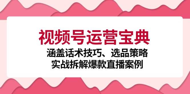 (12808期)视频号运营宝典:涵盖话术技巧、选品策略、实战拆解爆款直播案例-赛德副业库