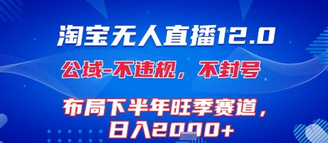 淘宝无人直播12.0,不封号,不违规,布局下半年旺季赛道,日入1k+(独家技术)【揭秘】-赛德副业库
