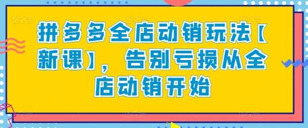 拼多多全店动销玩法【新课】，告别亏损从全店动销开始-赛德副业库