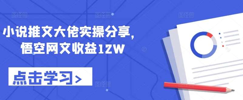 小说推文大佬实操分享，悟空网文收益12W-赛德副业库