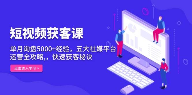 （13715期）短视频获客课，单月询盘5000+经验，五大社媒平台运营全攻略,，快速获客…-赛德副业库