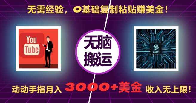 无需经验，0基础复制粘贴赚美刀，动动手指，月入3000+刀，无上限【揭秘】-赛德副业库