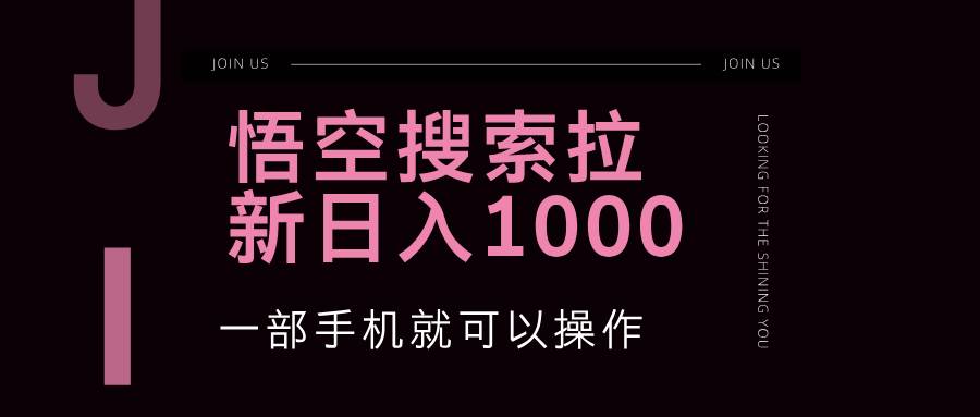 (12717期)悟空搜索类拉新 蓝海项目 一部手机就可以操作 教程非常详细-赛德副业库