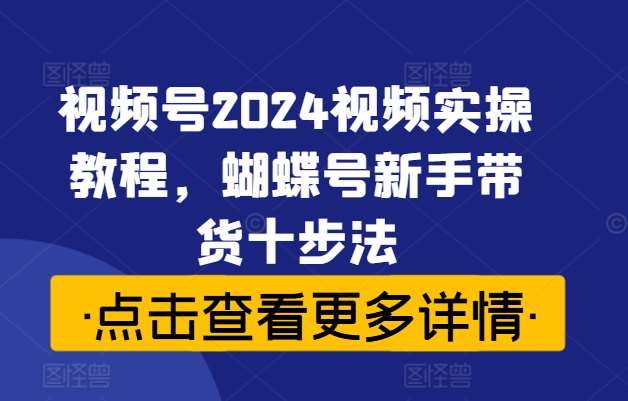 视频号2024视频实操教程，蝴蝶号新手带货十步法-赛德副业库