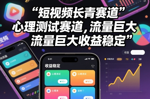 短视频长青赛道，心里测试赛道，流量巨大，收益稳定-赛德副业库