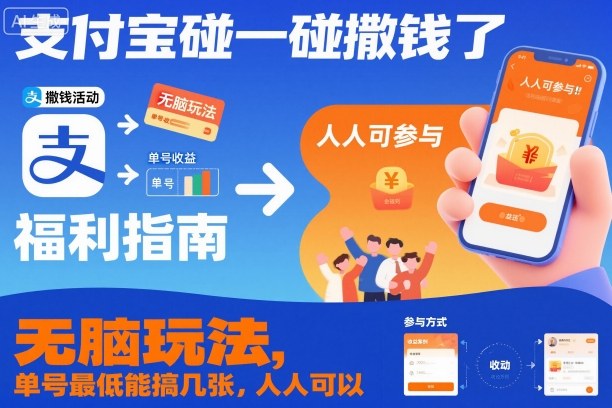 支付宝碰一碰撒钱了,无脑玩法,单号最低能搞几张,人人可以撸【揭秘】-赛德副业库