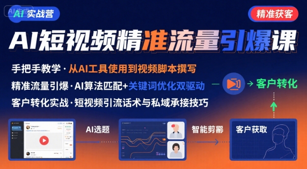 AI+短视频引爆精准客户实战营，手把手教你引爆Ai短视频精准流量-赛德副业库