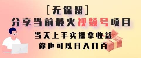 无保留分享当前最火视频号项目，当天上手实操拿收益，你也可以日入几百-赛德副业库