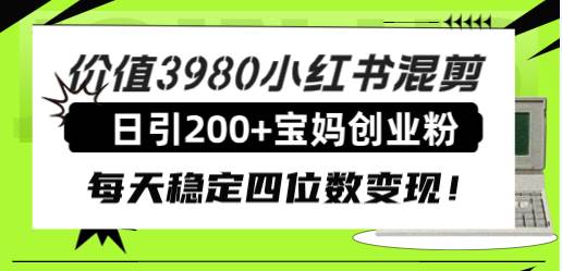 （7893期）价值3980小红书混剪日引200+宝妈创业粉，每天稳定四位数变现！-赛德副业库