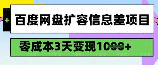 百度网盘扩容信息差项目,零成本,3天变现1k,详细实操流程-赛德副业库