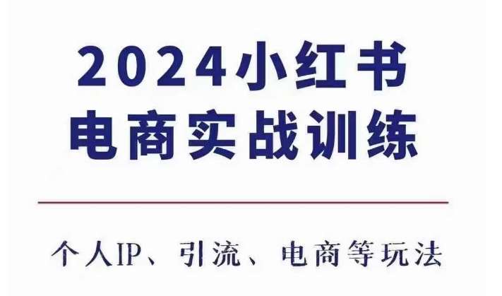 2024小红书电商3.0实战训练，包含个人IP、引流、电商等玩法-赛德副业库