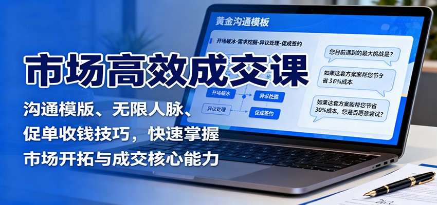 市场高效成交课：沟通模版、无限人脉、促单收钱技巧，快速掌握市场开拓与成交核心能力-赛德副业库
