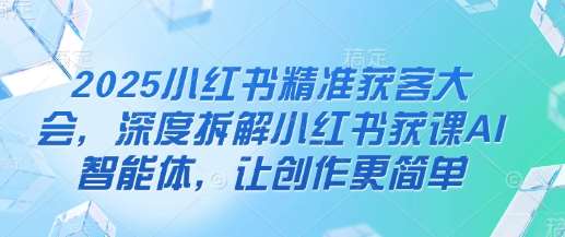 2025小红书精准获客大会，深度拆解小红书获课AI智能体，让创作更简单-赛德副业库
