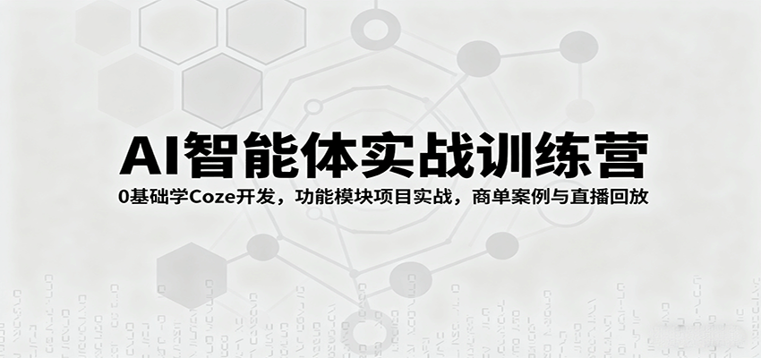 AI智能体实战训练营：0基础学Coze开发，功能模块项目实战，商单案例与直播回放-赛德副业库