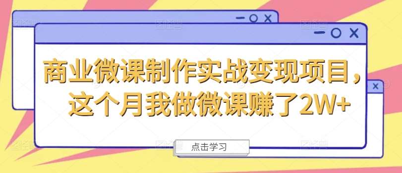 商业微课制作实战变现项目，这个月我做微课赚了2W+-赛德副业库
